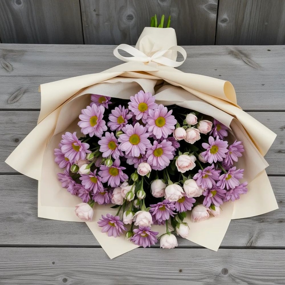 Букет цветов из: Розы и Хризантемы в Подтёсово