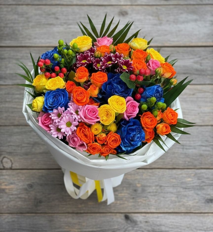 Букет цветов из: Розы и Хризантемы в Подтёсово