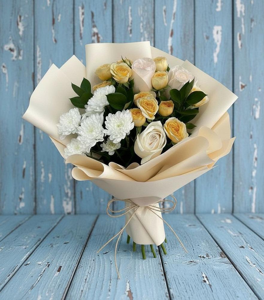 Букет цветов из: Розы и Хризантемы в Подтёсово