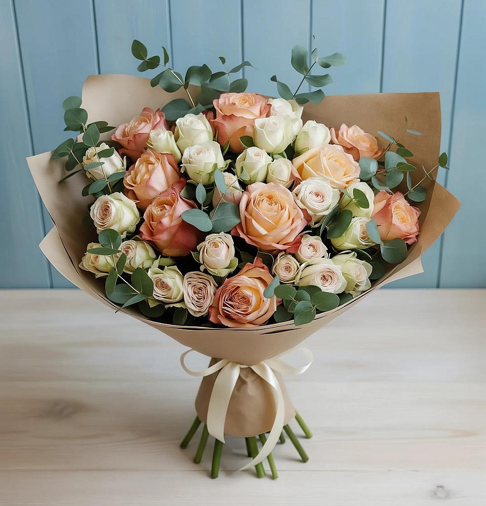 Букет цветов из: Альстромерии и Розы в Подтёсово