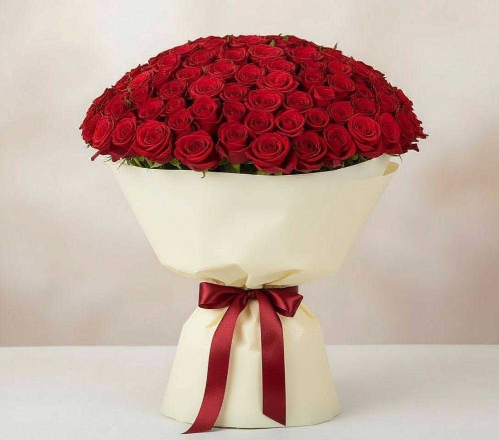 Букет 101 Красная роза Милано в Подтёсово