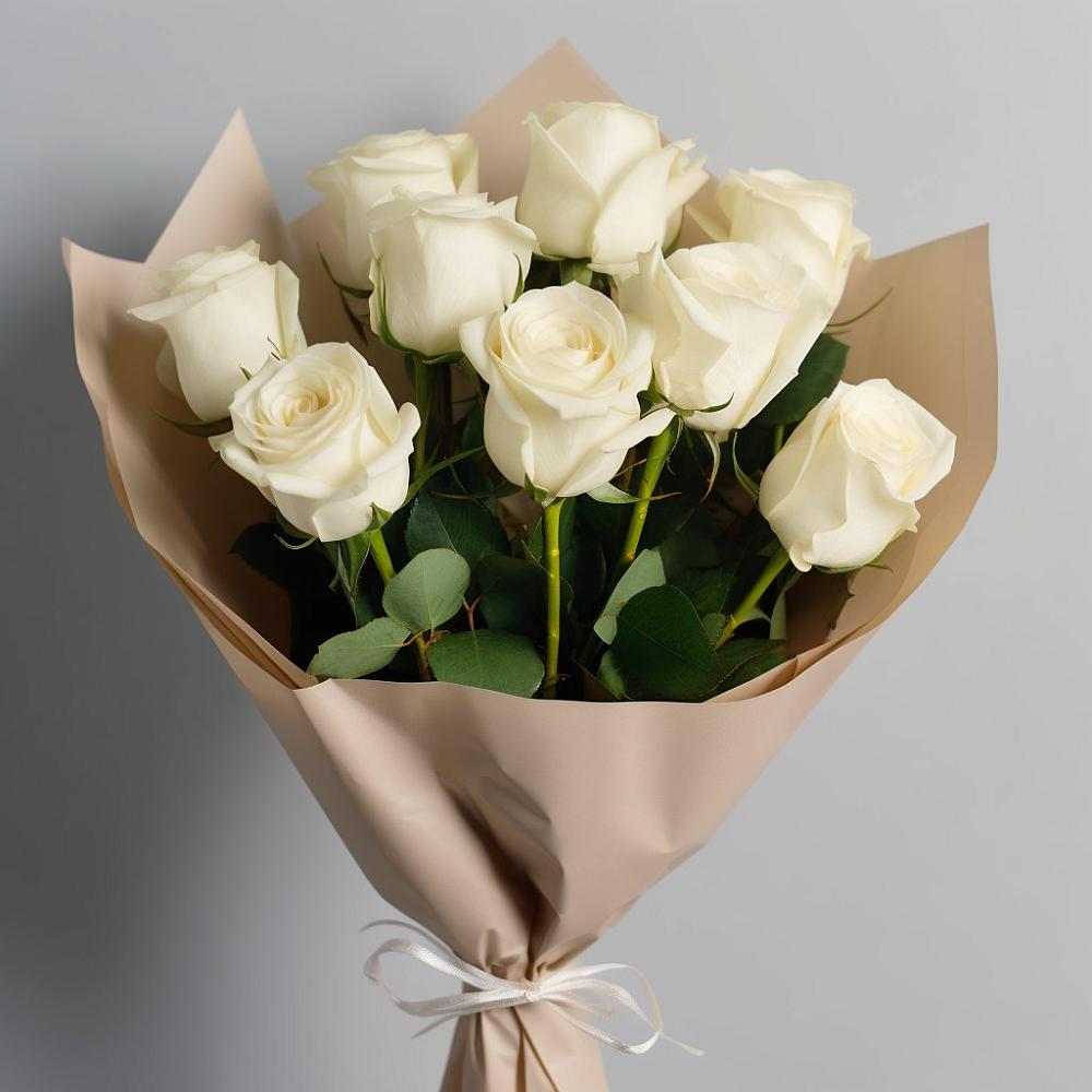 Букет 9 Белых роз Эдлесс Лав в Подтёсово