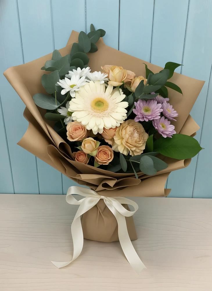 Букет цветов из: Герберы и Хризантемы в Подтёсово