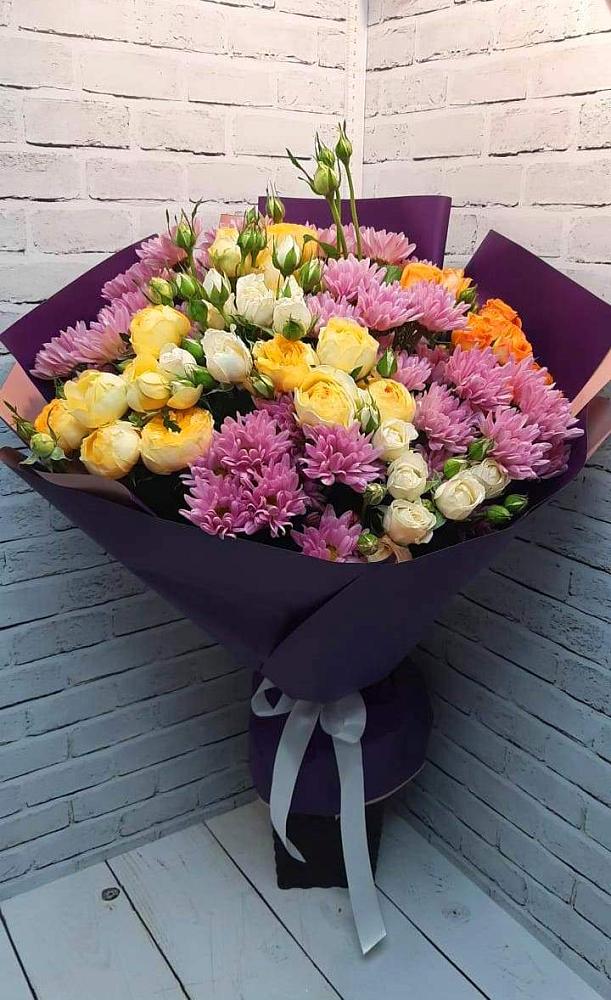 Букет цветов из: Хризантемы и Розы в Подтёсово