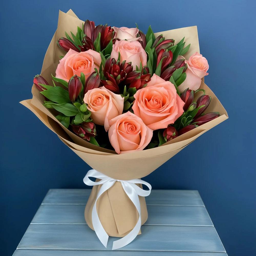 Букет цветов из: Розы и Альстромерии в Подтёсово