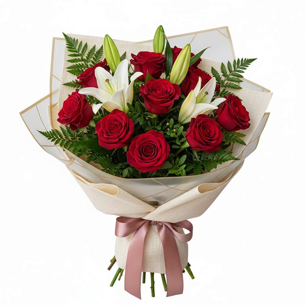 Букет цветов из: Лилии и Розы в Подтёсово