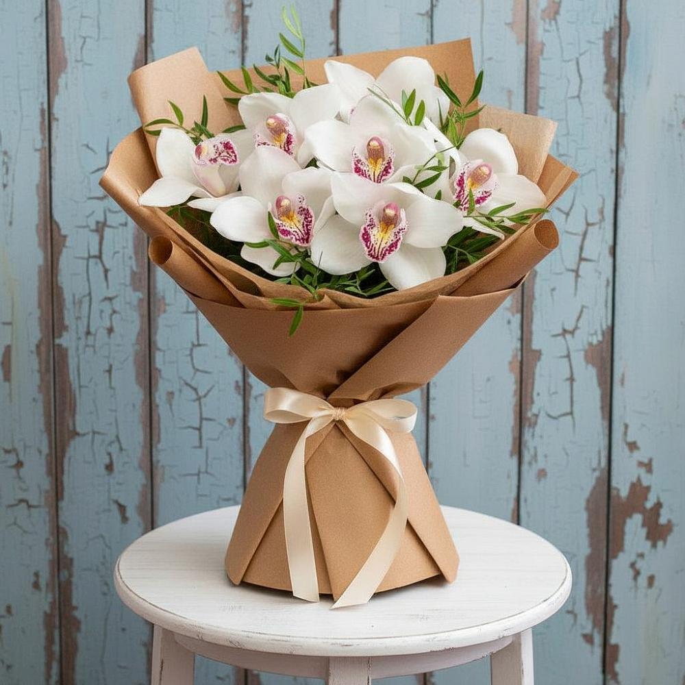 Букет цветов из: Орхидеи и Розы в Подтёсово