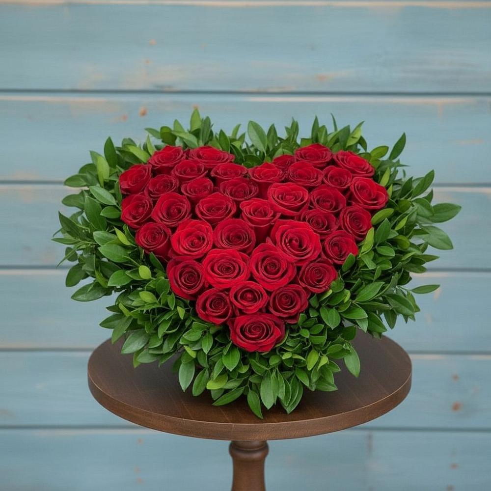 Цветочная композиция из Розы в виде сердца в Подтёсово