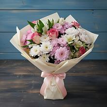 Букет цветов из:  Хризантемы, Альстромерии и Розы в Подтёсово