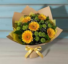 Букет цветов из:  Герберы и Хризантемы в Подтёсово