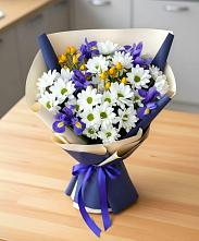 Букет цветов из:  Розы, Ирисы и Хризантемы #REPLACE_PRED# Подтёсово
