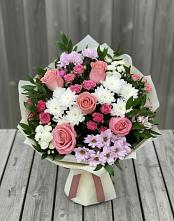 Букет цветов из:  Альстромерии, Гвоздики, Розы и Хризантемы #REPLACE_PRED# Подтёсово