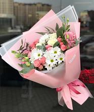 Букет цветов из:  Розы, Лизиантусы и Хризантемы в Подтёсово