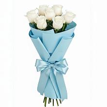 Букет 7 белых роз Проуд в Подтёсово