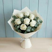 Букет Белые розы в Эвкалипте #REPLACE_PRED# Подтёсово