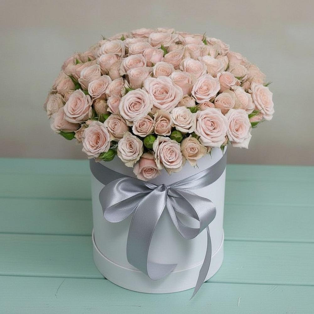 Цветочная композиция из Розы в шляпной коробке в Подтёсово